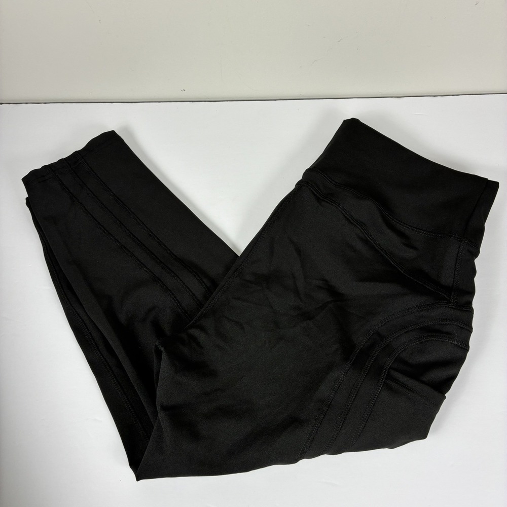 POP Fit Crop Leggings Women's XL Black High Waisted Activewear Yoga Pockets NEW